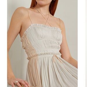SOLD Ulla Johnson Ivory Plissé-Satin Midi Dress